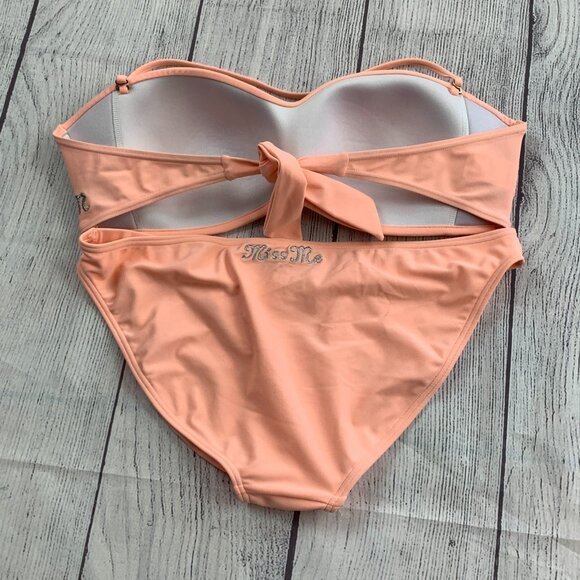 Miss Me sz Large Bikini Top & Bottom Peach Rhinestone Details - Picture 5 of 14